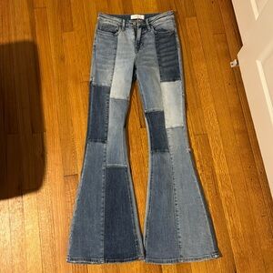 Vervet size 25 Patchwork Flare Jeans - Blue. Worn once!